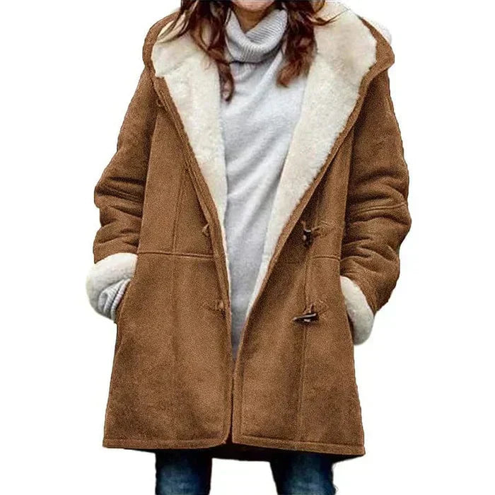 Sophia – Faux Fur Lined Toggle Coat for Women