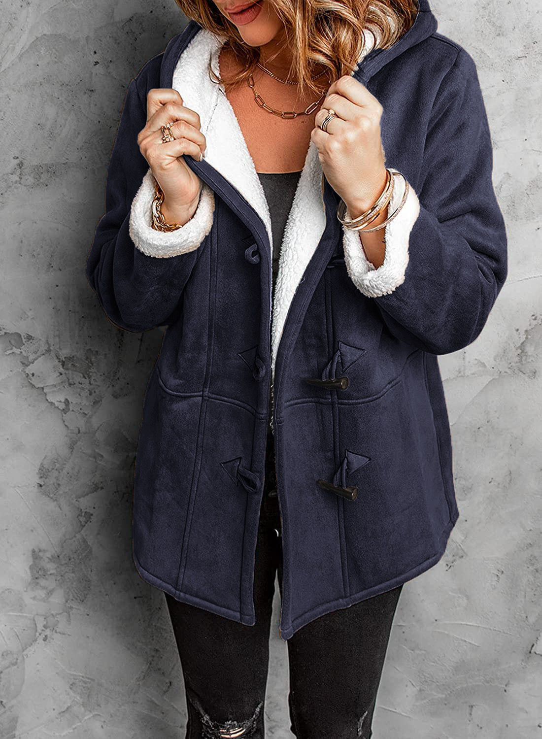 Sophia – Faux Fur Lined Toggle Coat for Women