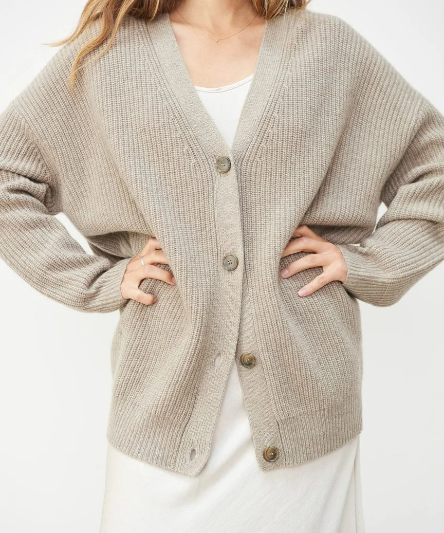 Ellie – Oversized Black Button-Up Cardigan