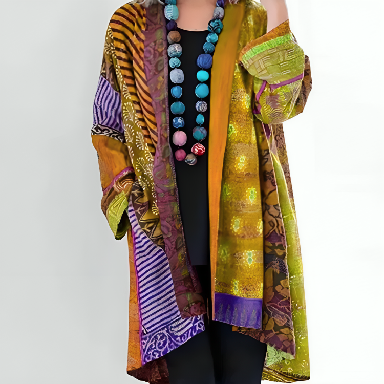 Safa – Artistic Multicolor Open-Front Cardigan