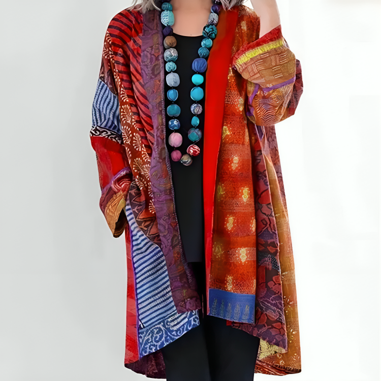 Safa – Artistic Multicolor Open-Front Cardigan