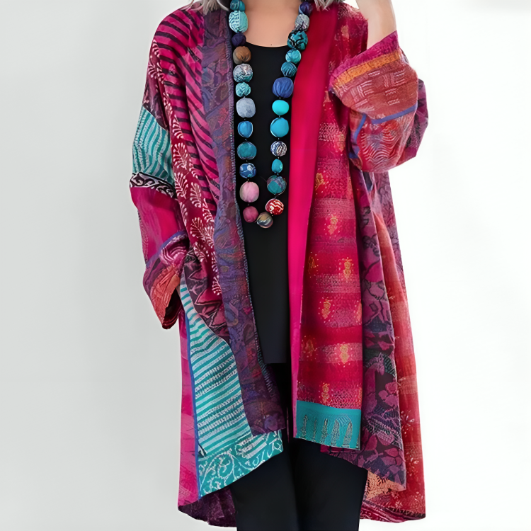 Safa – Artistic Multicolor Open-Front Cardigan